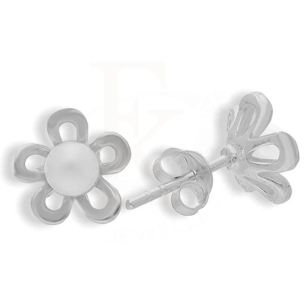 ladies-wedding-silver-necklaces-Sterling Silver 925 Flower Earrings - FKJERNSL2191