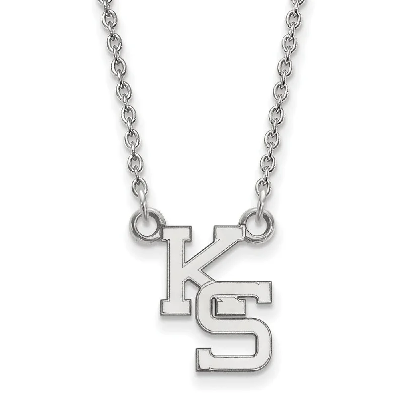 ladies-gift-rose-gold-necklaces-Sterling Silver Kansas State Small 'KS' Inititals Pendant Necklace