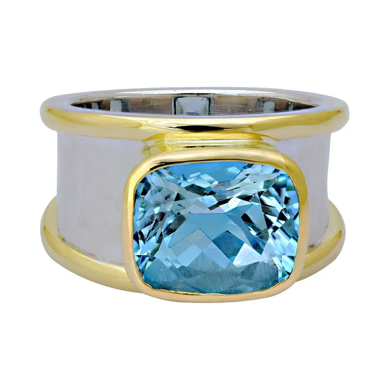 Ladies rings with aventurine -Ring-Blue Topaz