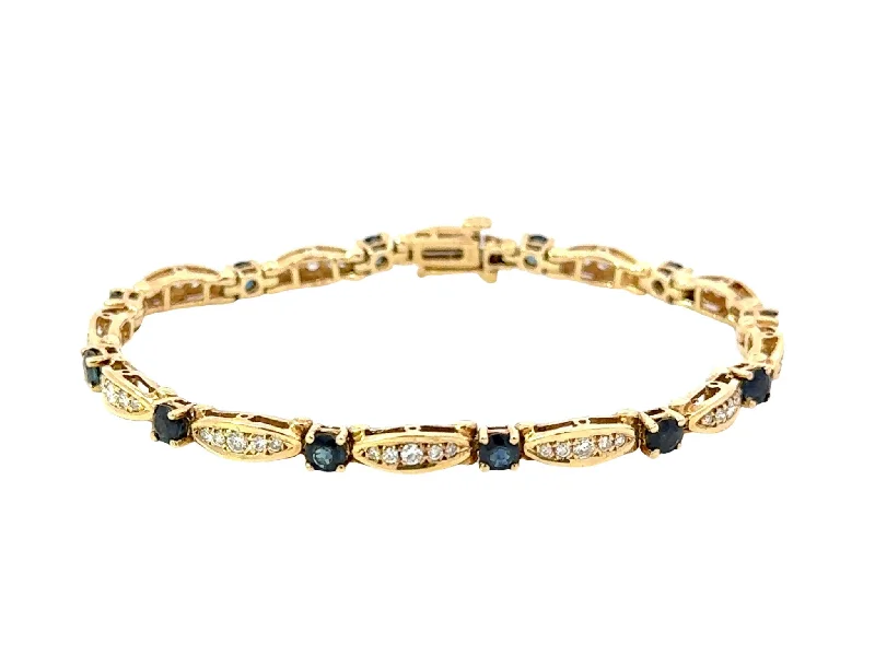 ladies-star-gold-bracelets-14k Yellow Gold Diamond and Sapphire Tennis Bracelet