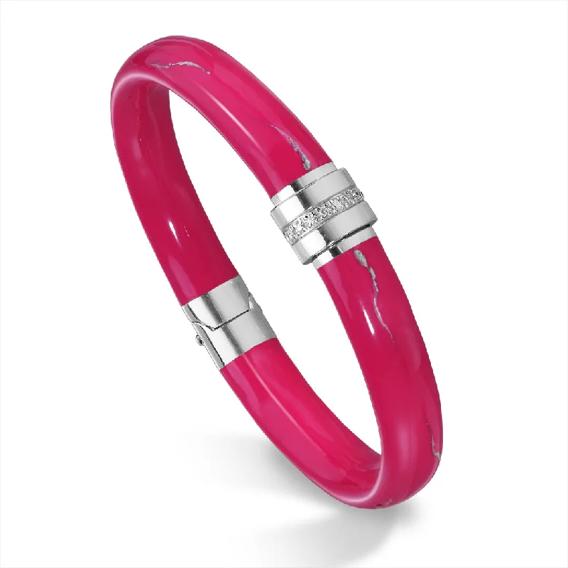 ladies-classic-diamond-bracelets-SOHO Magenta Enamel Bracelet and Diamond Bracelet