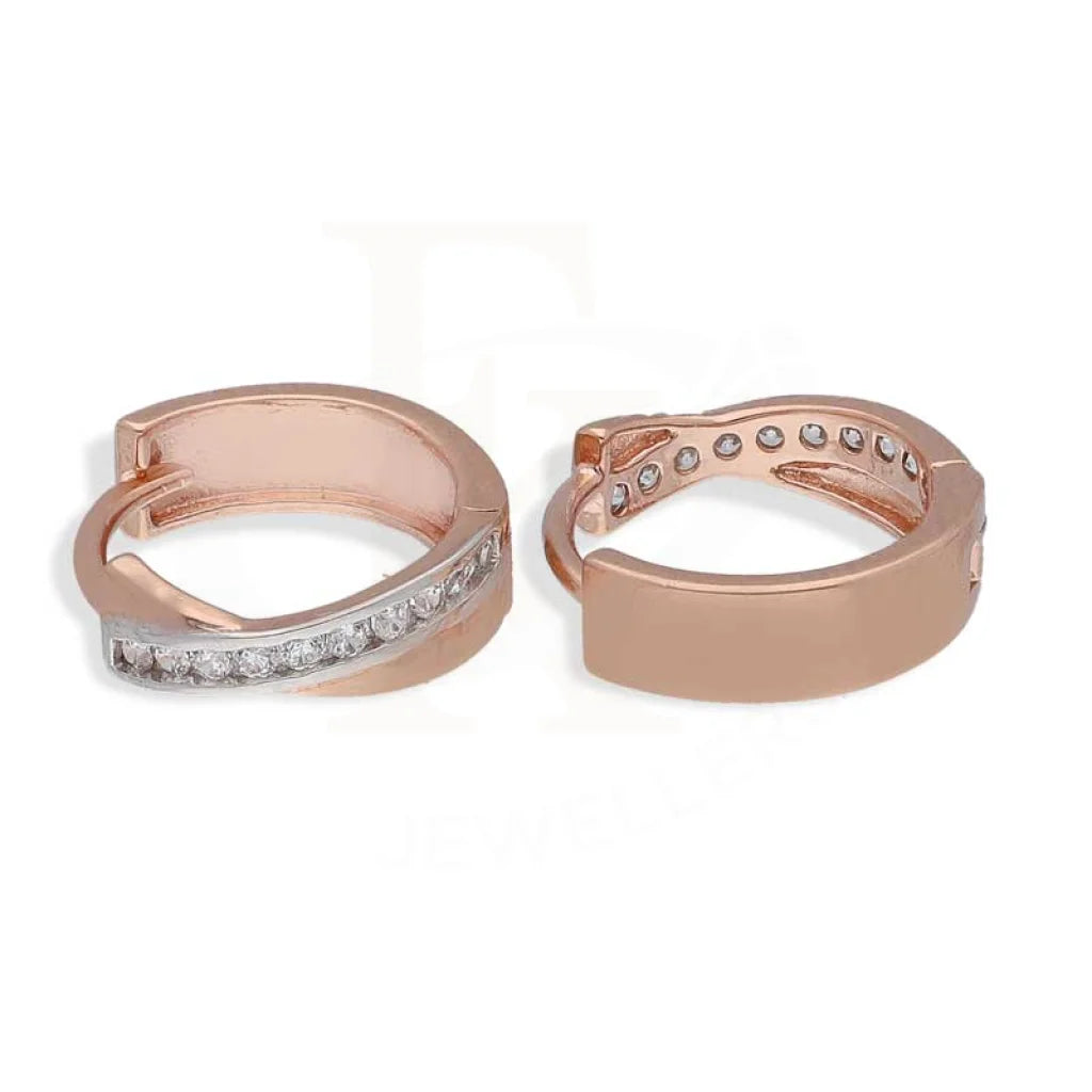 ladies-wedding-necklaces-Sterling Silver 925 Rose Gold Plated Clip On Hoop Earrings - FKJERNSL2867