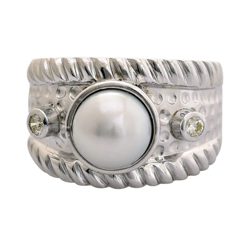 Ladies rings with kunzite -Ring-South Sea Pearl and Diamond