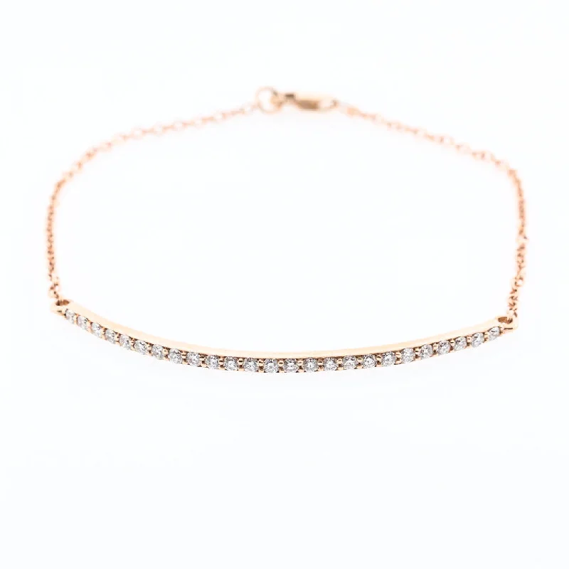 ladies-custom-diamond-bracelets-Rose Gold Diamond Bar Bracelet