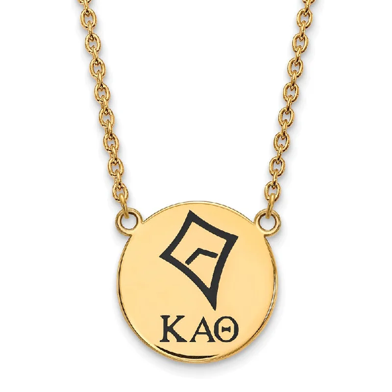 ladies-moon-pearl-necklaces-14K Plated Silver Kappa Alpha Theta Large Enamel Necklace