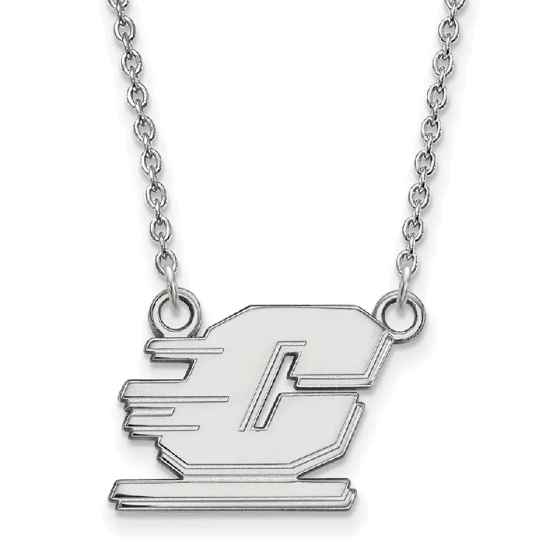 ladies-statement-necklaces-Sterling Silver Central Michigan U Small 'C' Pendant Necklace