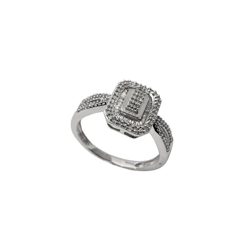 Ladies engagement rings with cluster design -Diamond Tapered Side Pave Engagement Ring (10K)