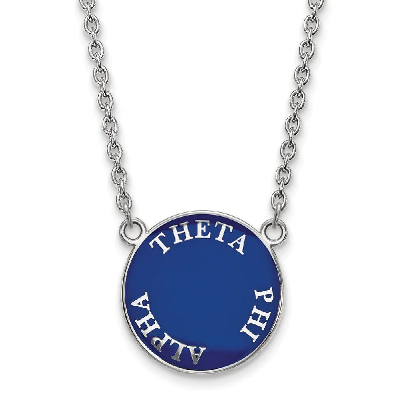 ladies-short-tassel-necklaces-Sterling Silver Theta Phi Alpha Large Enamel Disc Necklace