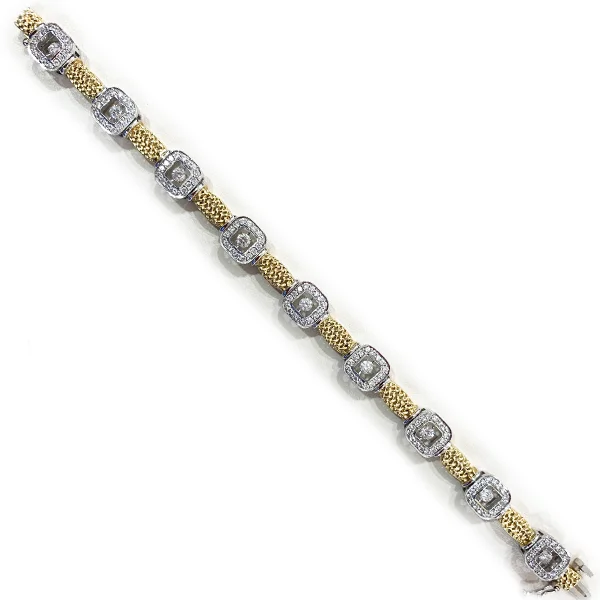 ladies-moon-gold-bracelets-14k Two Tone Dancing Diamond Bracelet