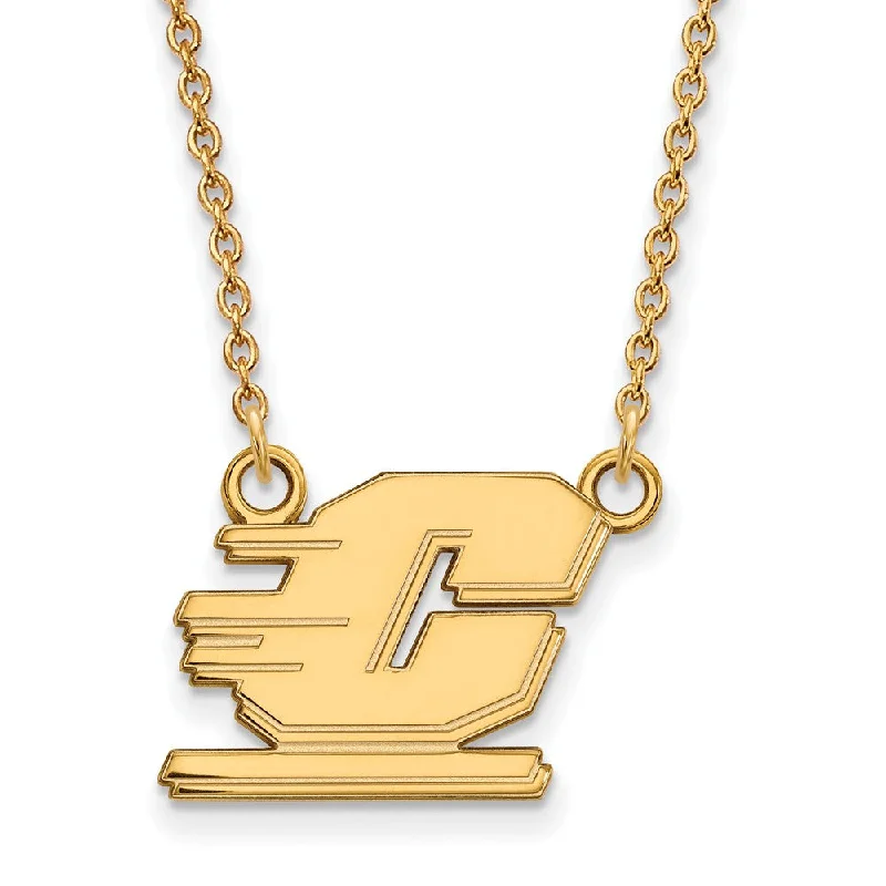 ladies-name-diamond-necklaces-10k Yellow Gold Central Michigan U Small Pendant Necklace