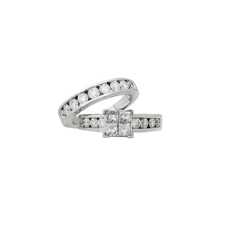 Ladies engagement rings bullet cut -Diamond Channel-Setting Engagement Ring (14K)