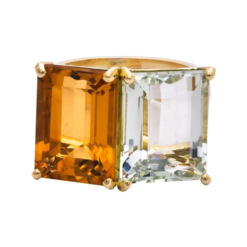 Ladies rings for photographers -Ring- Citrine, Green Quartz and Diamond  (2202B)