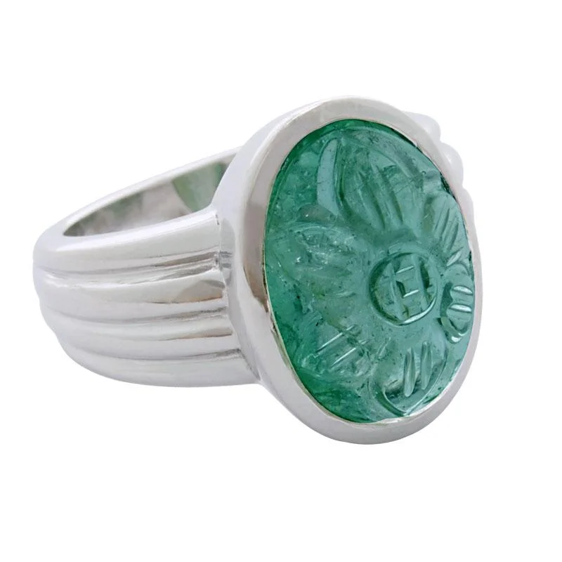 Ladies rings cool settings -Ring-Green Tourmaline  (2IS)