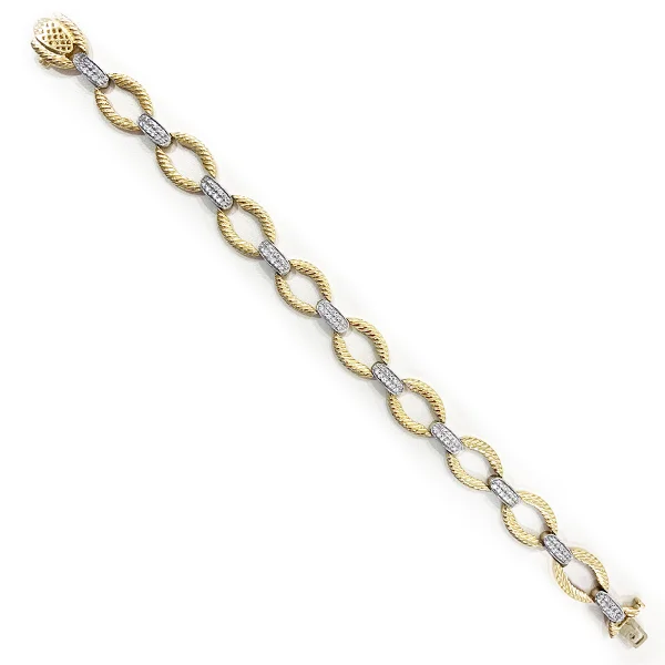 ladies-custom-diamond-bracelets-14k Two Tone Diamond Bracelet