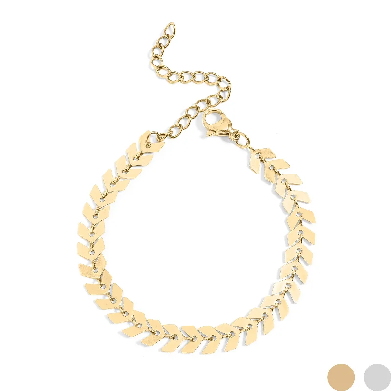 ladies-bohemian-gold-bracelets-18K Gold PVD Stainless Steel Chevron Bracelet or Anklet / BRJ9099