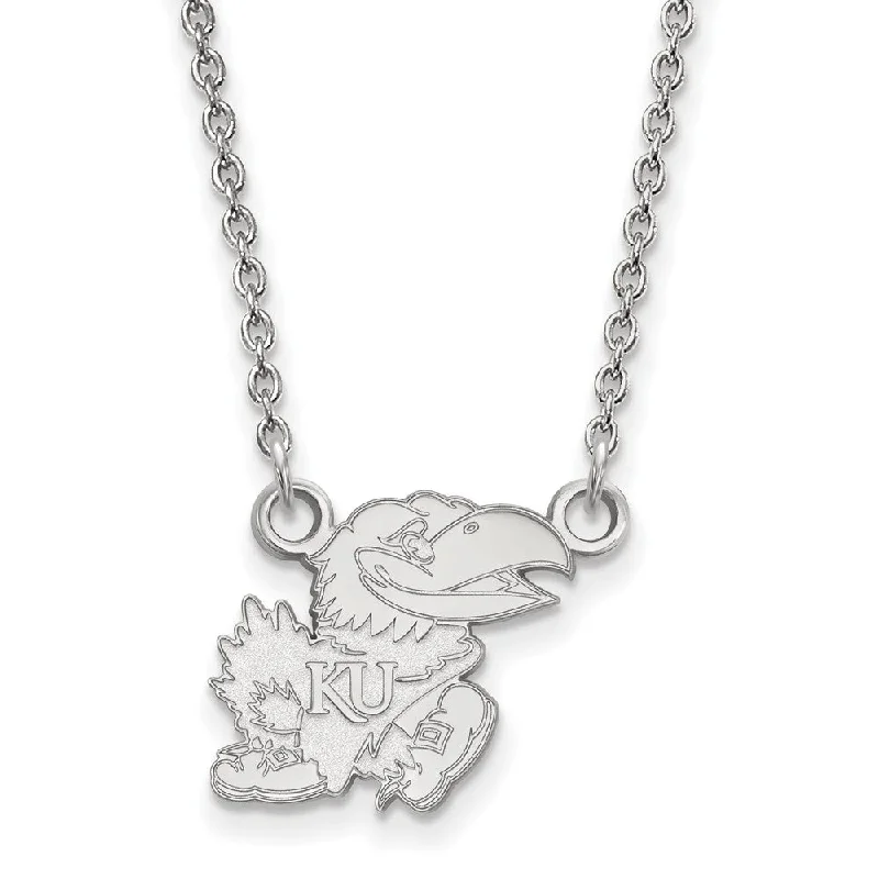 ladies-choker-fashion-necklaces-Sterling Silver U of Kansas Small Mascot Pendant Necklace