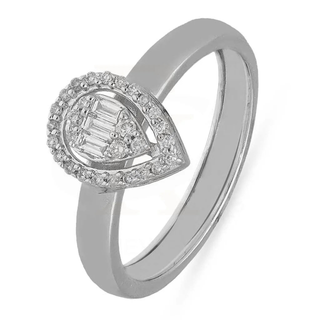 Ladies rings with engraving -Diamond Pear Shaped Ring in 18KT White Gold - FKJRN18K3122