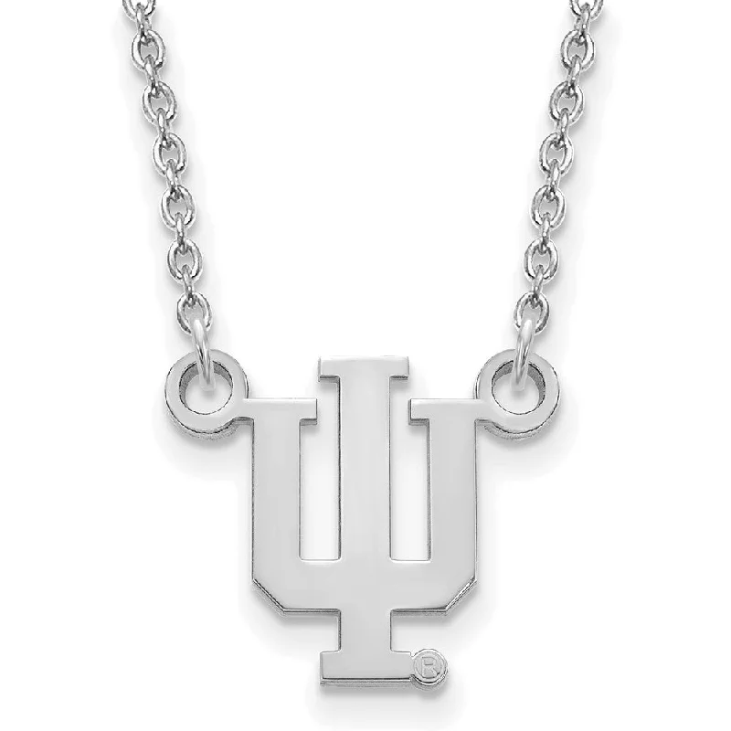 ladies-wedding-pearl-necklaces-14k White Gold Indiana U Small 'IU' Pendant Necklace