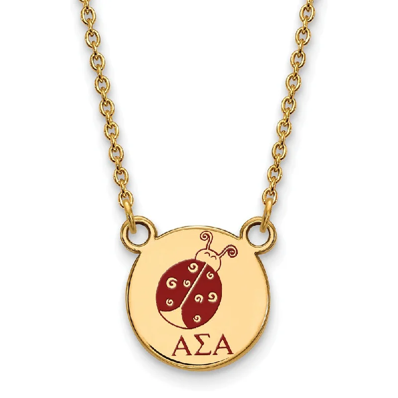 ladies-birthstone-silver-necklaces-14K Plated Silver Alpha Sigma Alpha Small Mascot Enamel Necklace