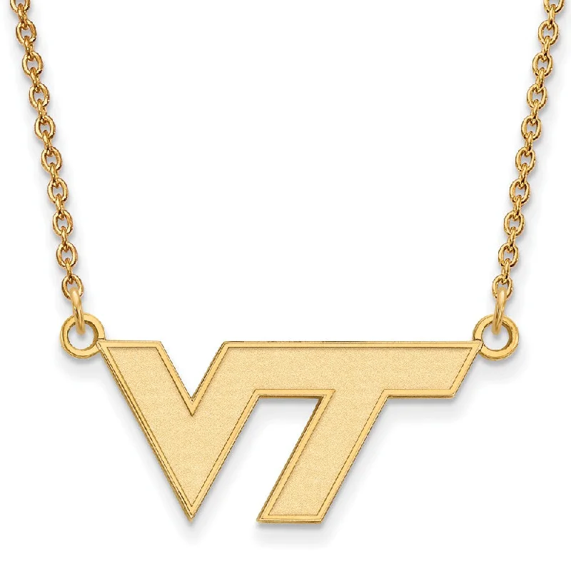 ladies-infinity-pearl-necklaces-10k Yellow Gold Virginia Tech Small 'VT' Pendant Necklace