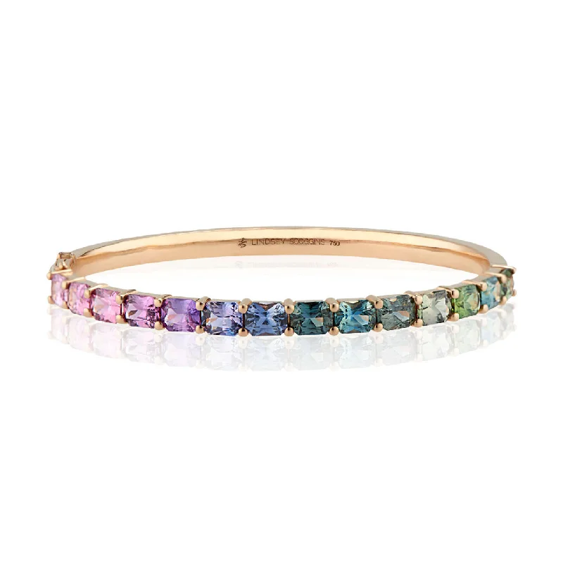 ladies-fashion-gold-bracelets-RADIANT CUT RAINBOW SAPPHIRE TENNIS BRACELET