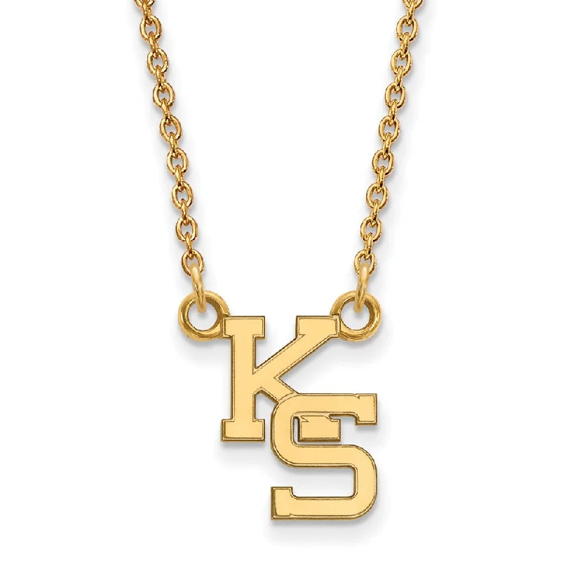 ladies-statement-rose-gold-necklaces-10k Yellow Gold Kansas State Small Pendant Necklace