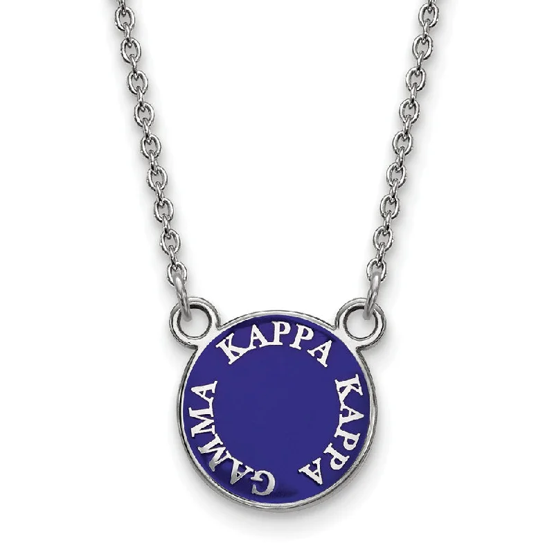 ladies-flower-necklaces-Sterling Silver Kappa Kappa Gamma Small Enamel Disc Necklace