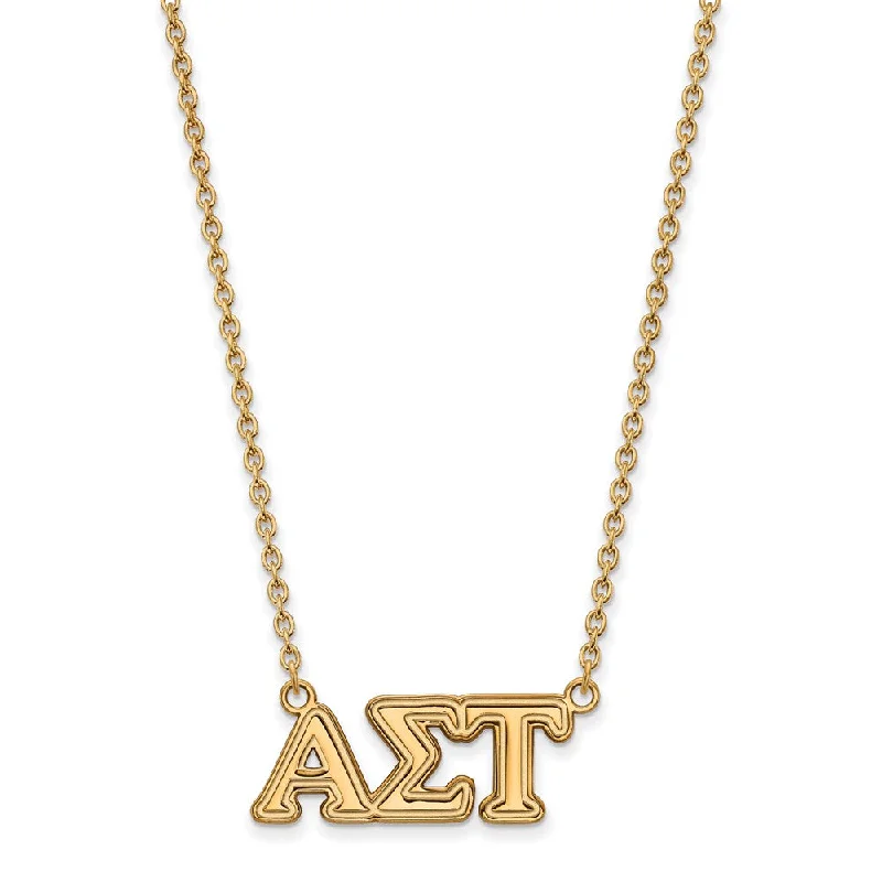 ladies-statement-gold-necklaces-14K Plated Silver Alpha Sigma Tau Medium Necklace