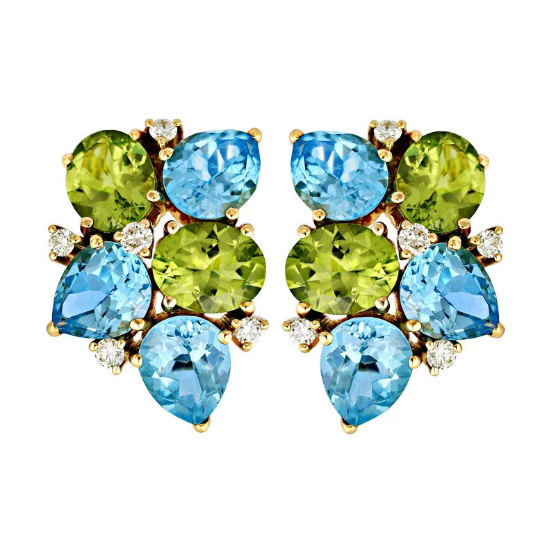 ladies-artisan-necklaces-Earrings-Peridot, Blue Topaz and Diamond