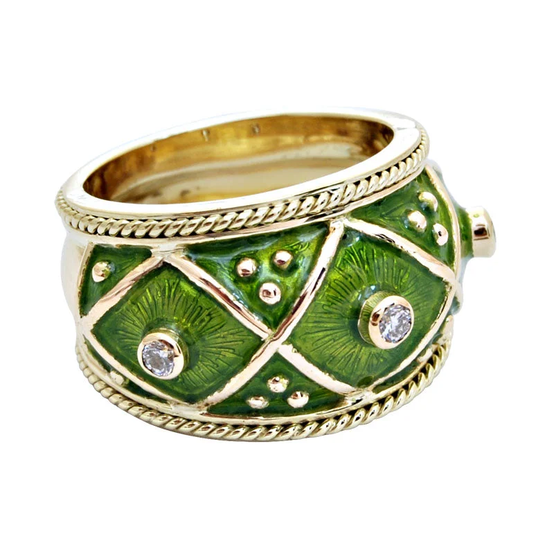 Ladies rings for professionals -Ring-Diamond (Enamel)