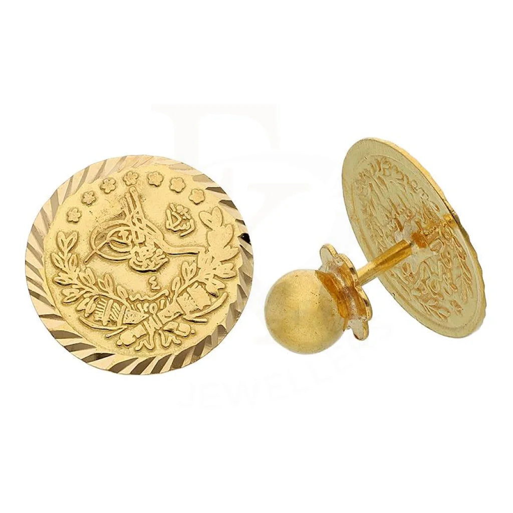 ladies-modern-gold-necklaces-Gold Coin Shaped Stud Earrings 21KT - FKJERN21K2425