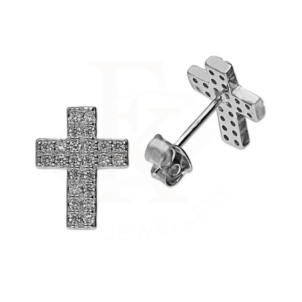 ladies-infinity-silver-necklaces-Sterling Silver 925 Cross Stud Earrings - FKJERNSL2943