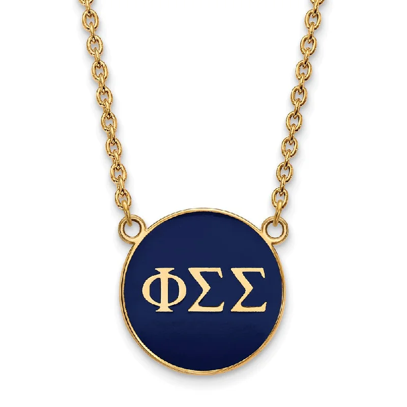 ladies-charm-heart-necklaces-14K Plated Silver Phi Sigma Sigma Large Enamel Necklace