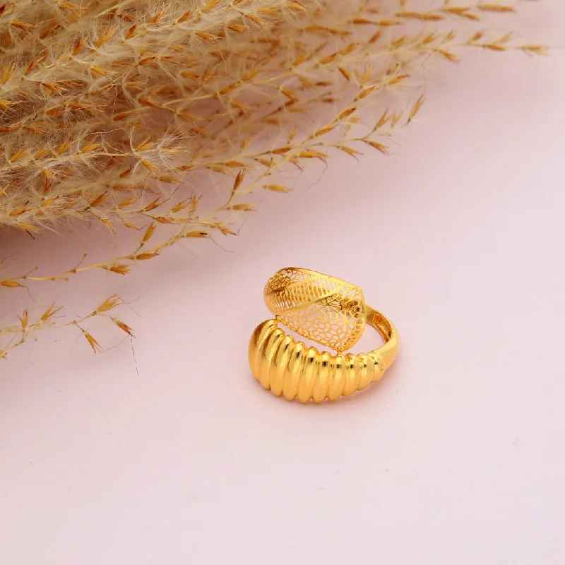 Ladies rings hammered finish -Gold Premium Handcrafted Ring 21KT - FKJRN21KM9700