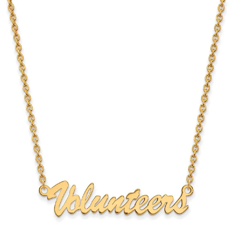 ladies-custom-heart-necklaces-14k Gold Plated Silver U of Tennessee Medium Script Pendant Necklace