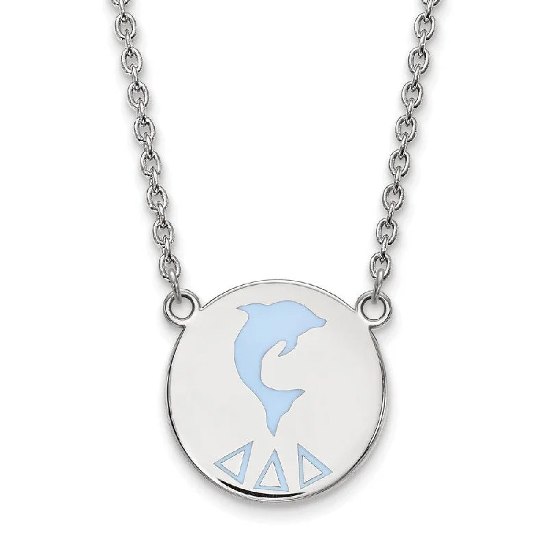 ladies-unique-diamond-necklaces-Sterling Silver Delta Delta Delta Large Enamel Necklace