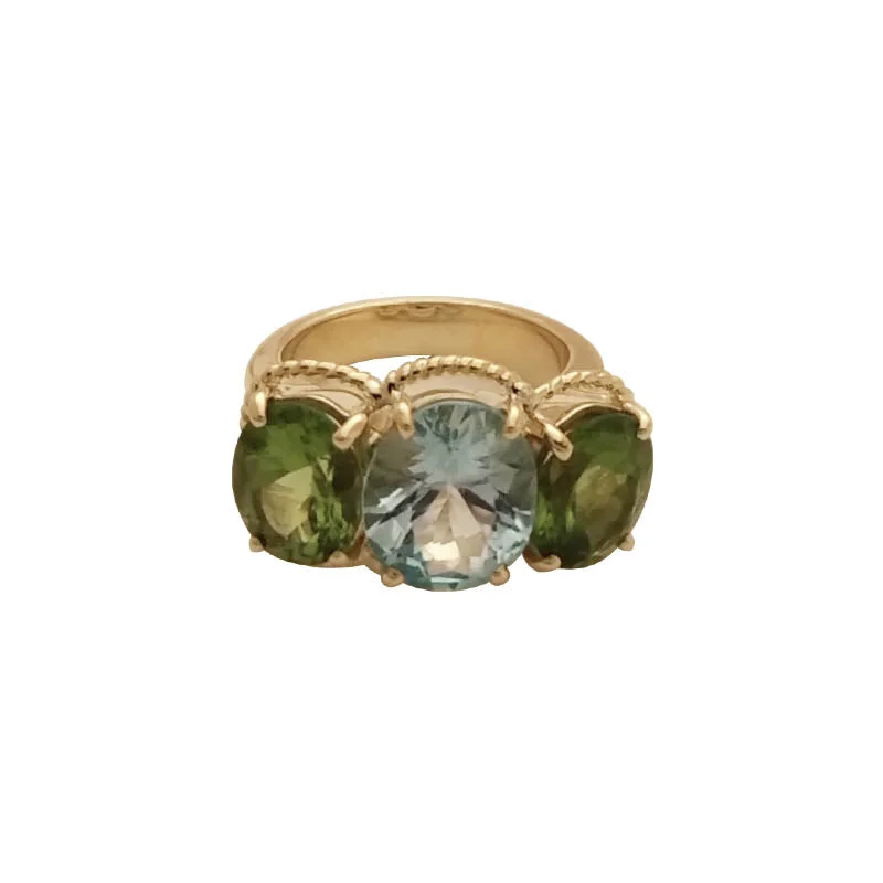 Ladies rings trendy fashion -Ring- Blue Topaz And Peridot in 18k Gold