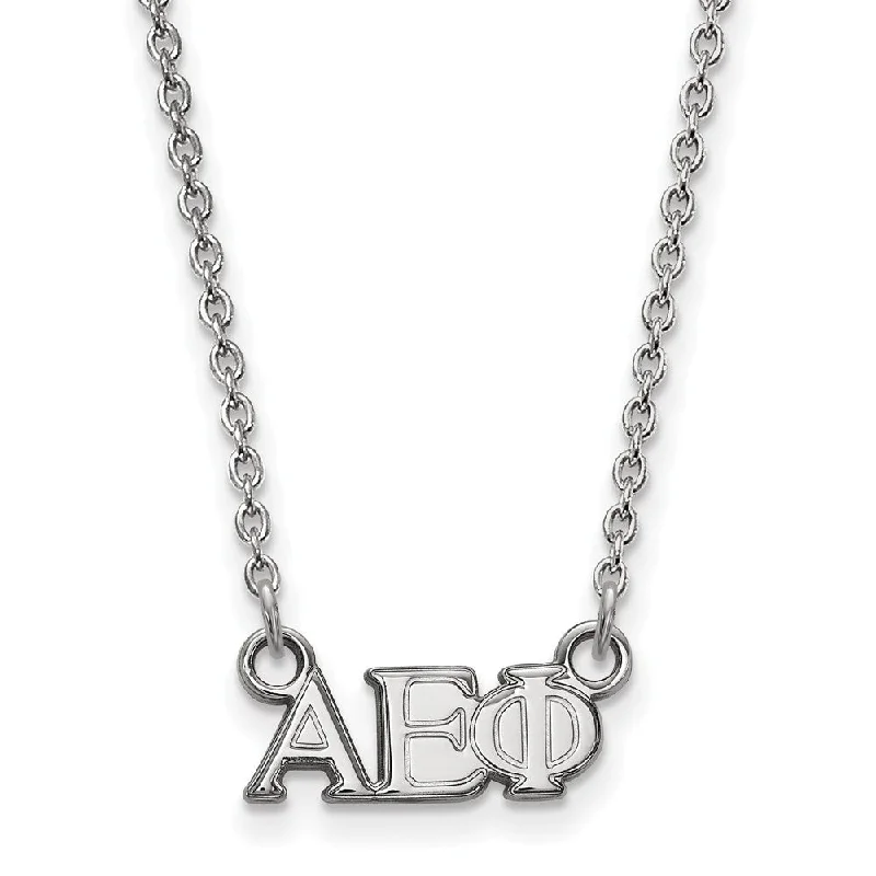 ladies-tassel-heart-necklaces-Sterling Silver Alpha Epsilon Phi XS (Tiny) Greek Letters Necklace