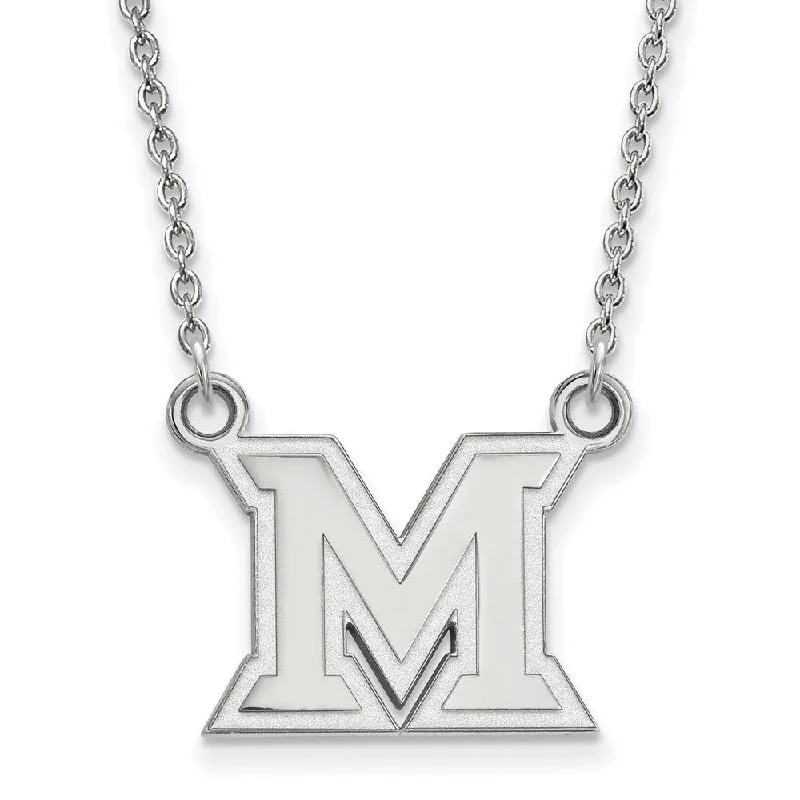 ladies-fashion-necklaces-Sterling Silver Miami U Small Initial M Pendant Necklace