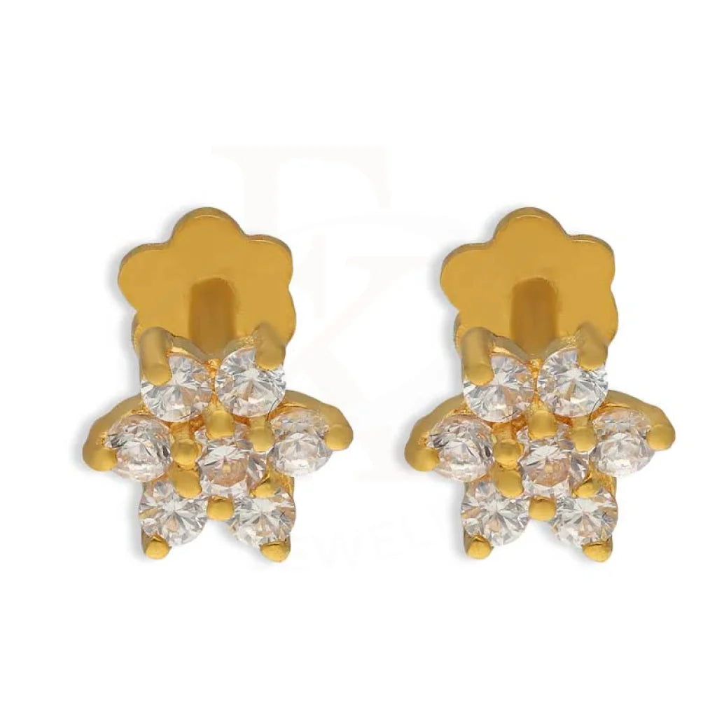 ladies-wedding-crystal-necklaces-Gold Flower Second Stud Earrings 18KT - FKJERN18K3092