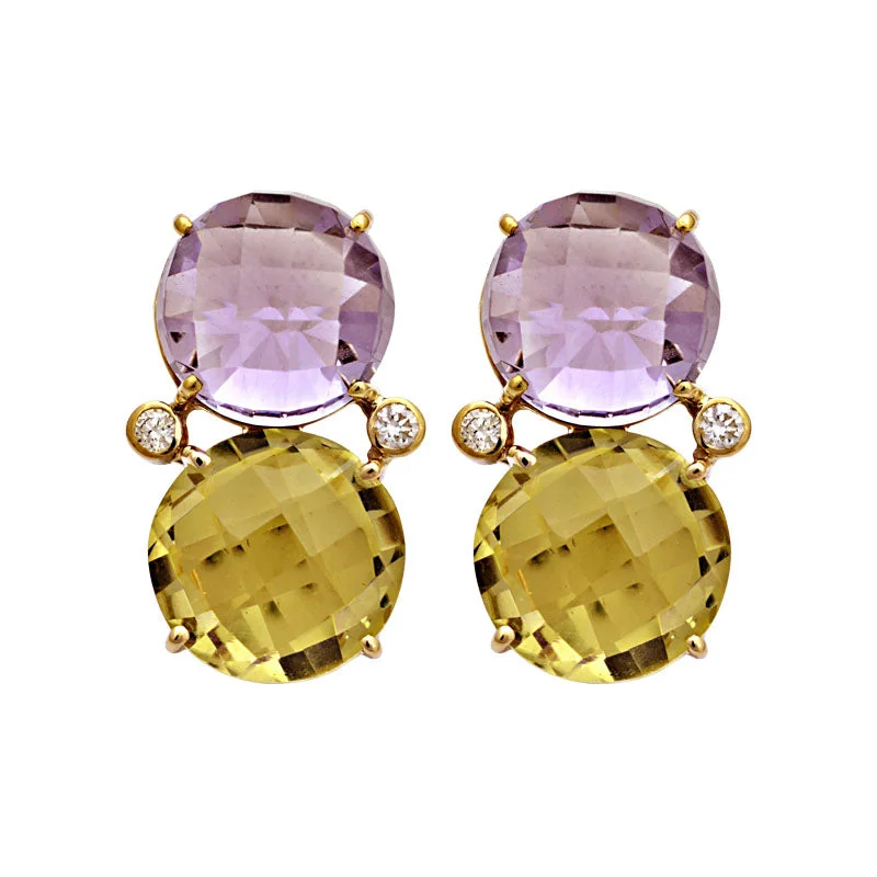 ladies-classic-diamond-necklaces-Earrings-Amethyst, Lemon Quartz and Diamond