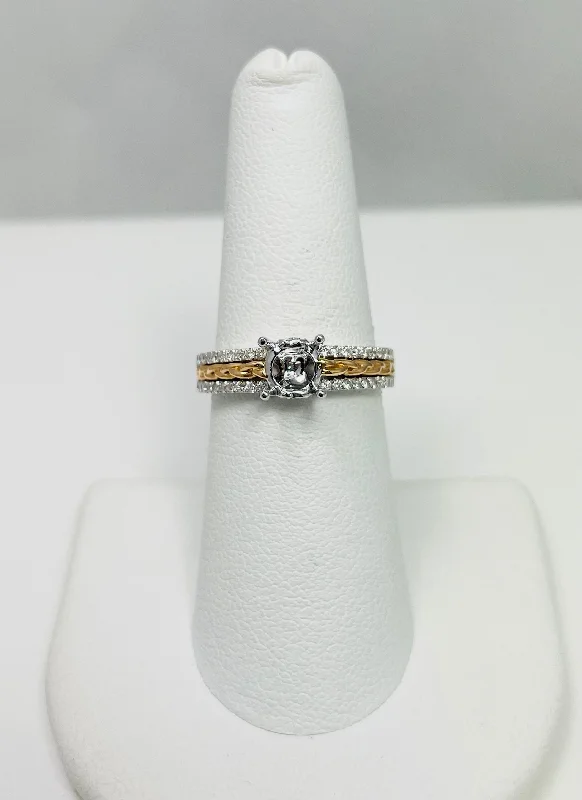 Ladies rings custom made -New! 18k Two Tone Gold Natural Diamond Ring Mount