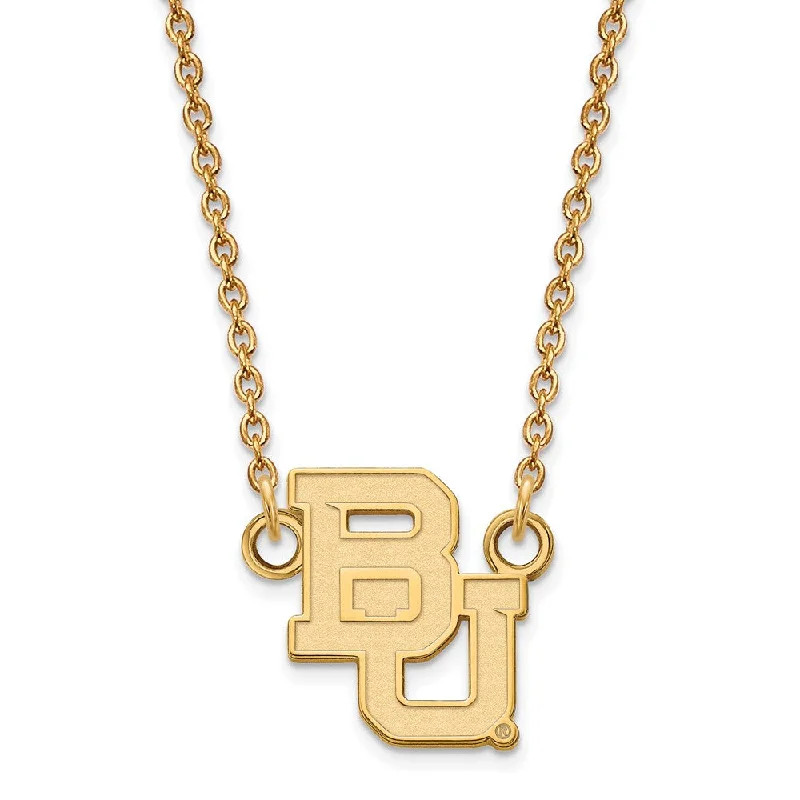 ladies-luxury-heart-necklaces-10k Yellow Gold Baylor U Small 'BU' Pendant Necklace