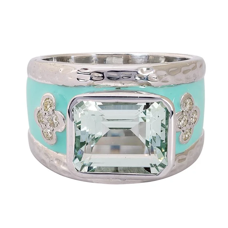 Ladies rings celestial styles -Ring- Beryl and Diamond (Enamel)  (265HS)