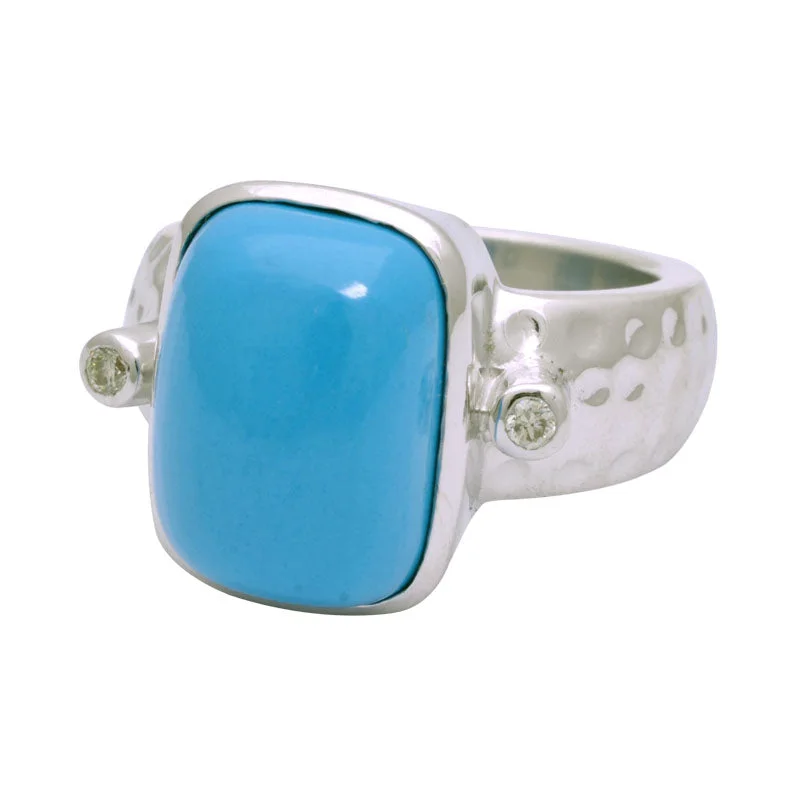 Ladies rings with unicorn motifs -Ring-Turquoise and Diamond