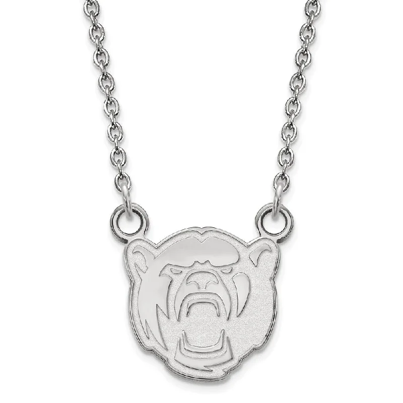 ladies-charm-diamond-necklaces-Sterling Silver Baylor U Small Bear Pendant Necklace