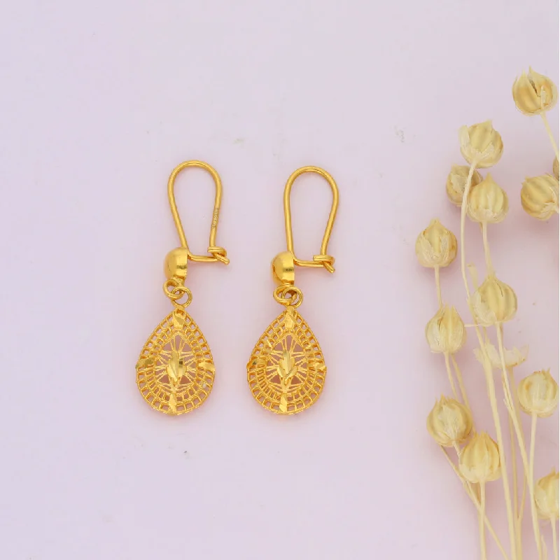 ladies-crystal-silver-necklaces-Gold Hanging Earrings 21KT - FKJERN21KM10036