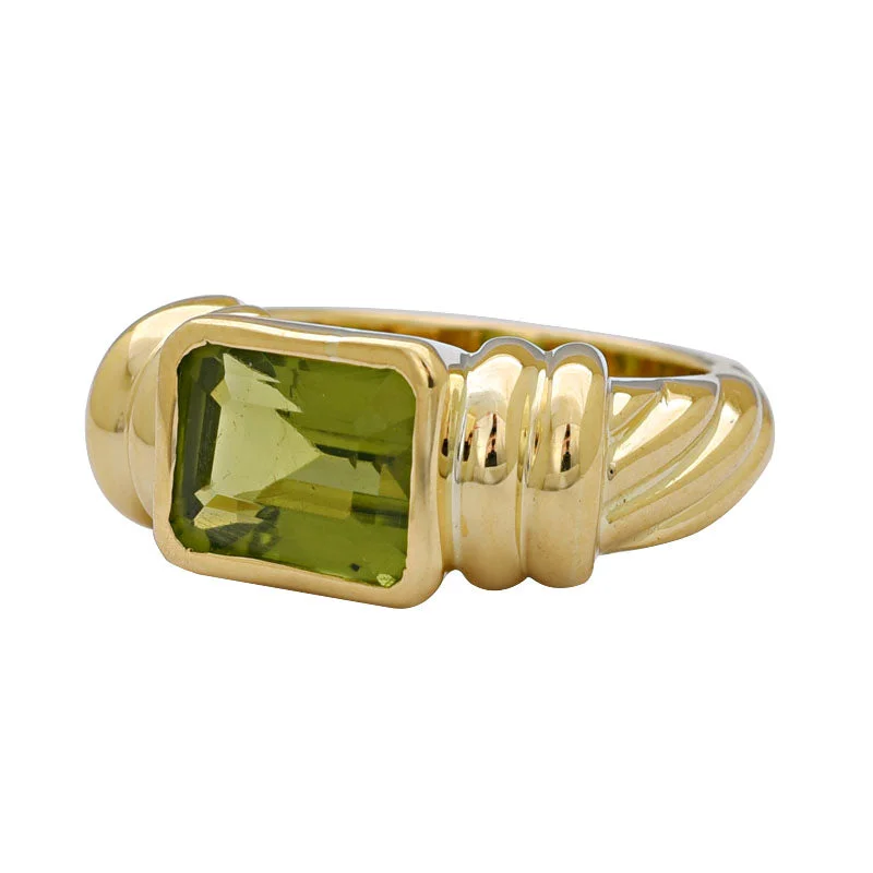 Ladies rings stylish bands -RING - PERIDOT IN 18K GOLD