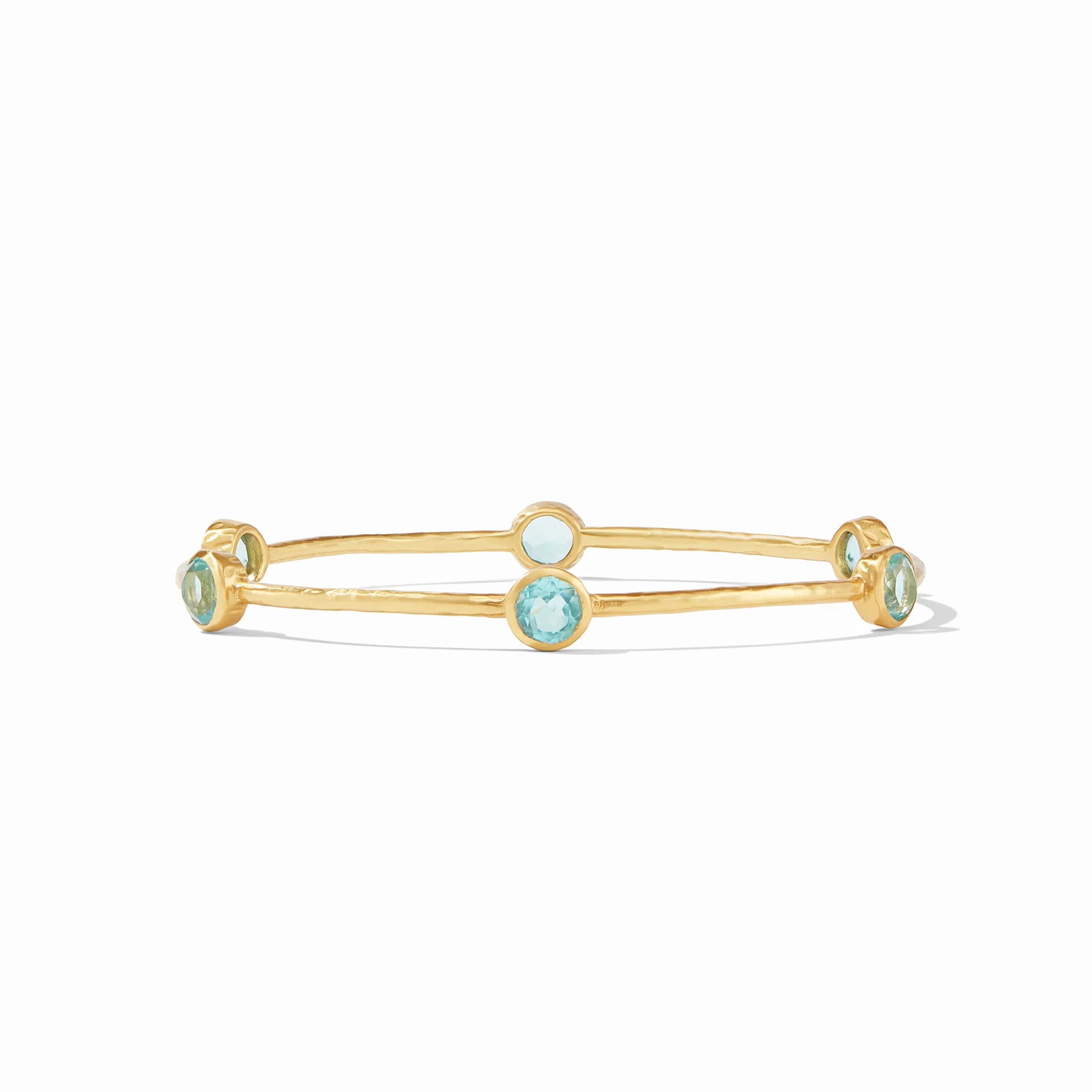 ladies-bohemian-rose-gold-bracelets-Julie Vos Milano Bangle Bracelet in Bahamian Blue Medium