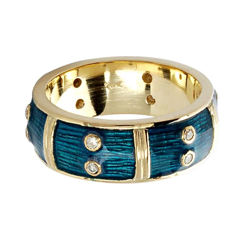 Ladies rings bold bands -Ring-Diamond (Enamel)  (1283O)